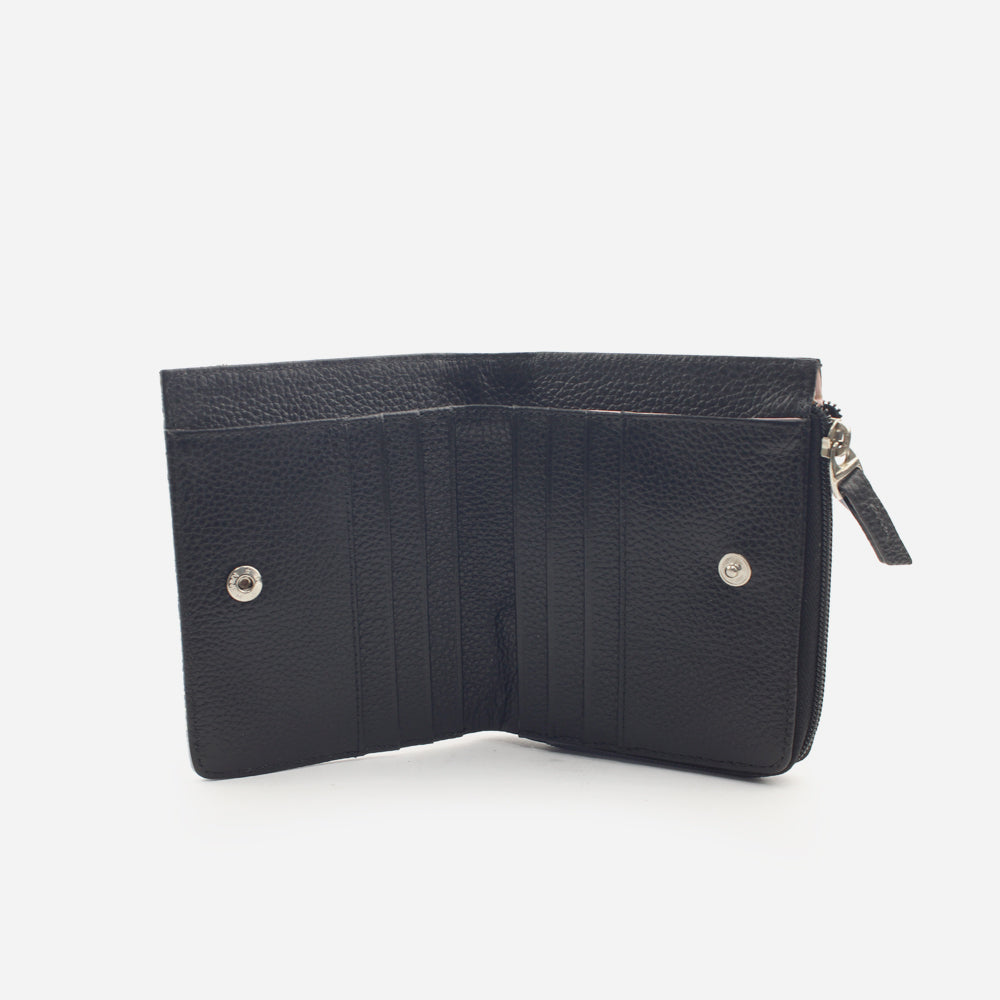 Billetera haru de cuero para mujer - Negro