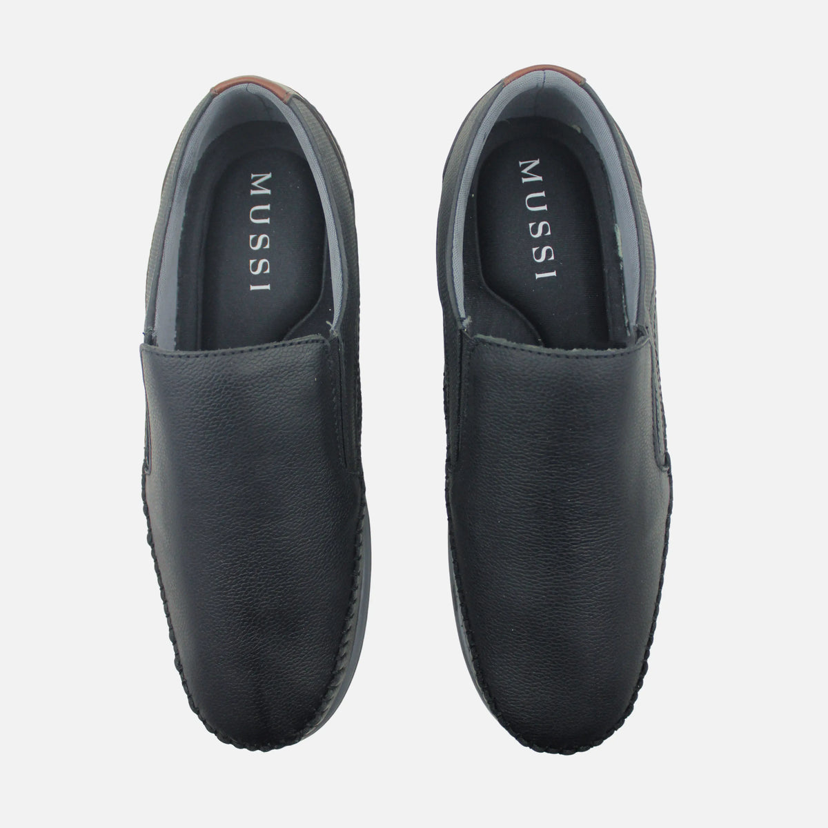 Mocasin plano marcus de cuero para hombre - Negro
