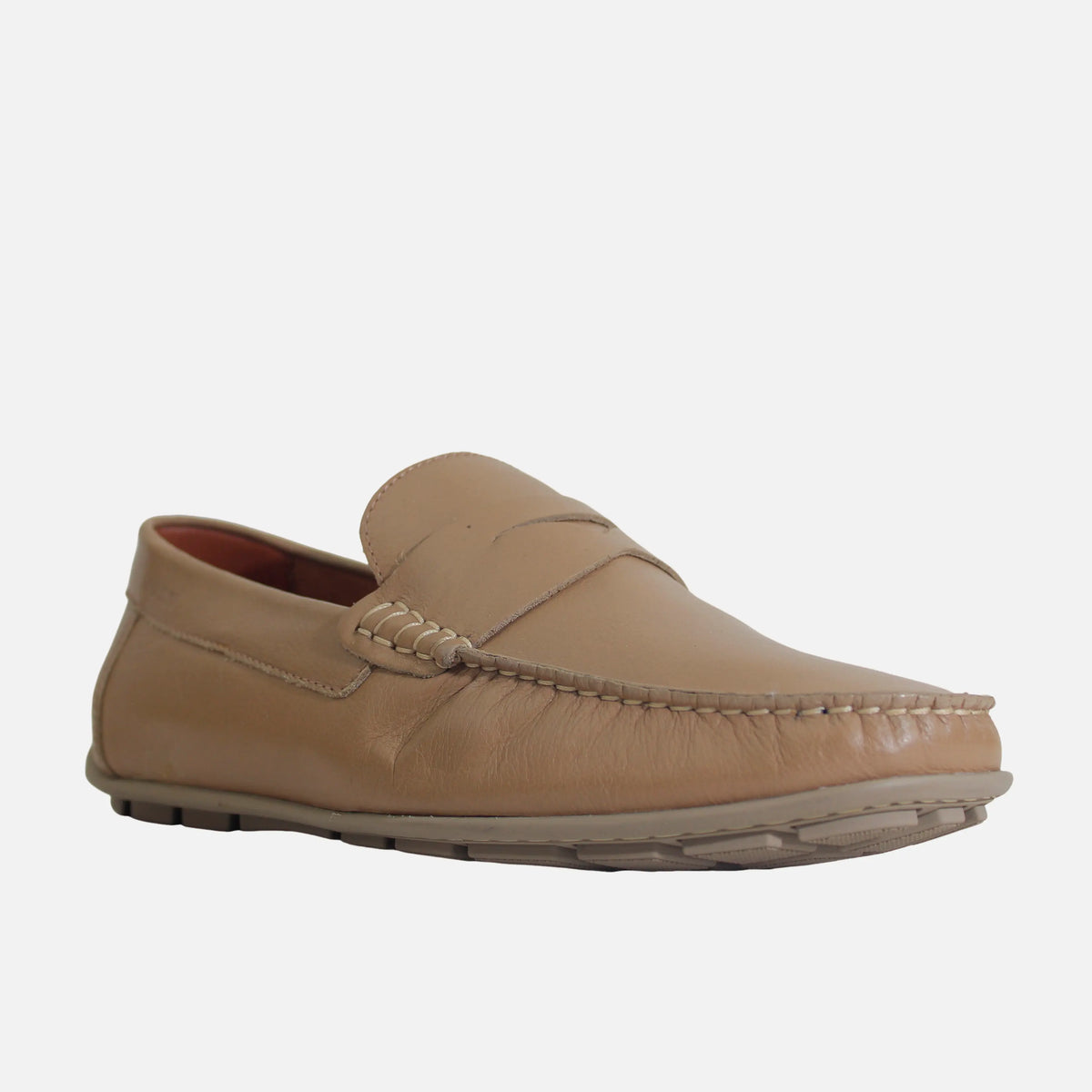 Mocasin plano samuel de cuero para hombre - Beige