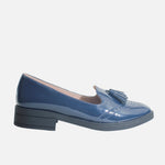 Mocasin plano tie de sintético para mujer - Azul