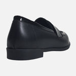 Mocasin plano vera de cuero para mujer - Negro
