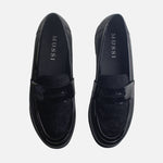 Mocasin plano vera de cuero para mujer - Negro