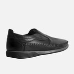 Mocasin plano leandro de cuero para hombre - Negro