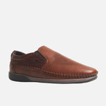 Mocasin plano leandro de cuero para hombre - Miel