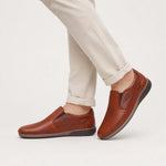 Mocasin plano leandro de cuero para hombre - Miel