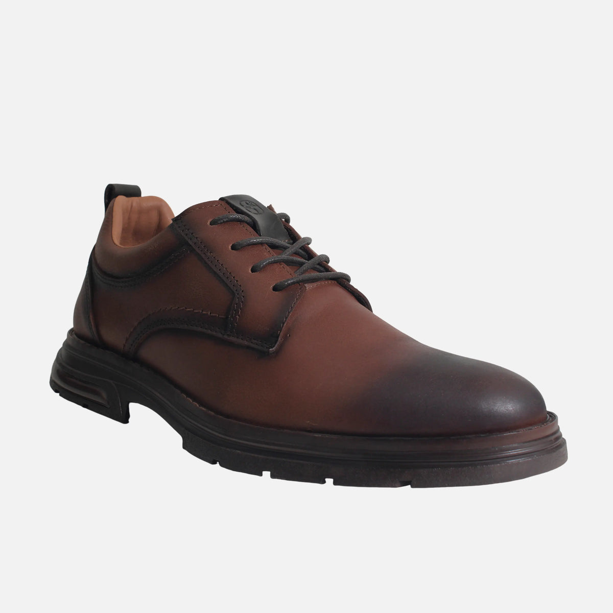 Tenis riccardo de cuero para hombre - Brandy