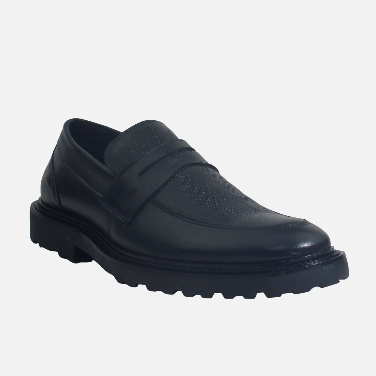 Mocasin plano leonardo de cuero para hombre - Negro