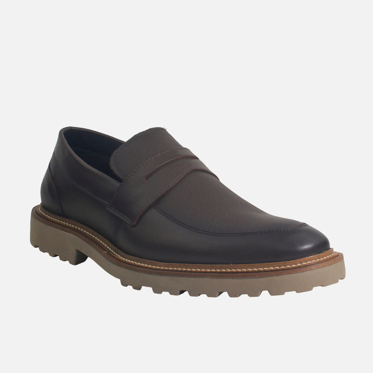 Mocasin plano leonardo de cuero para hombre - Brandy