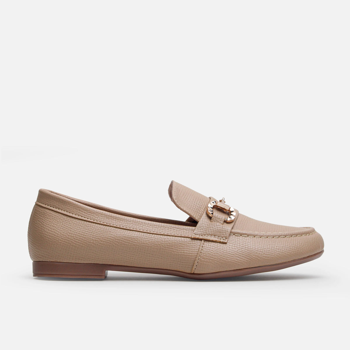 Mocasin plano alba de sintético para mujer - Beige