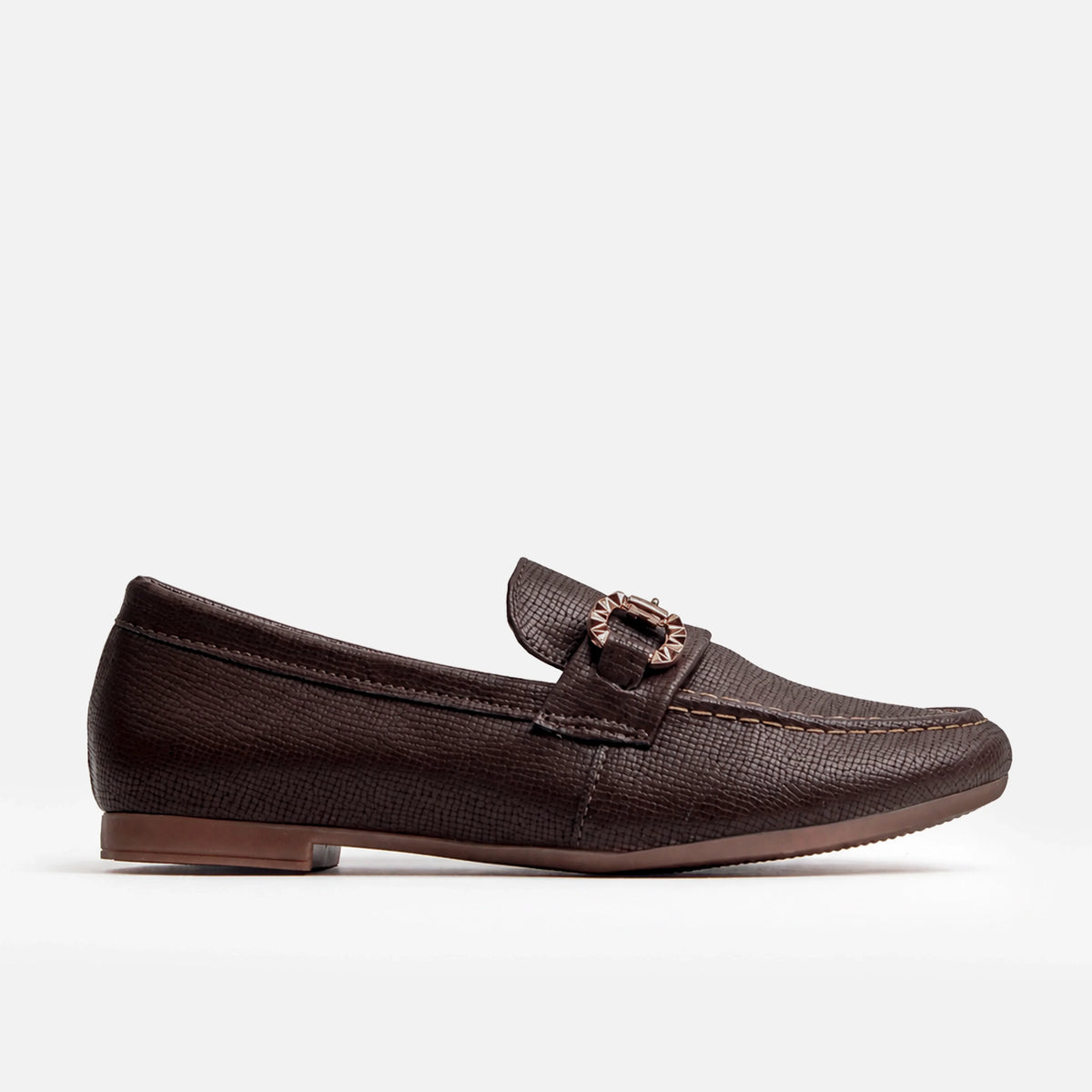 Mocasin plano alba de sintético para mujer - Café