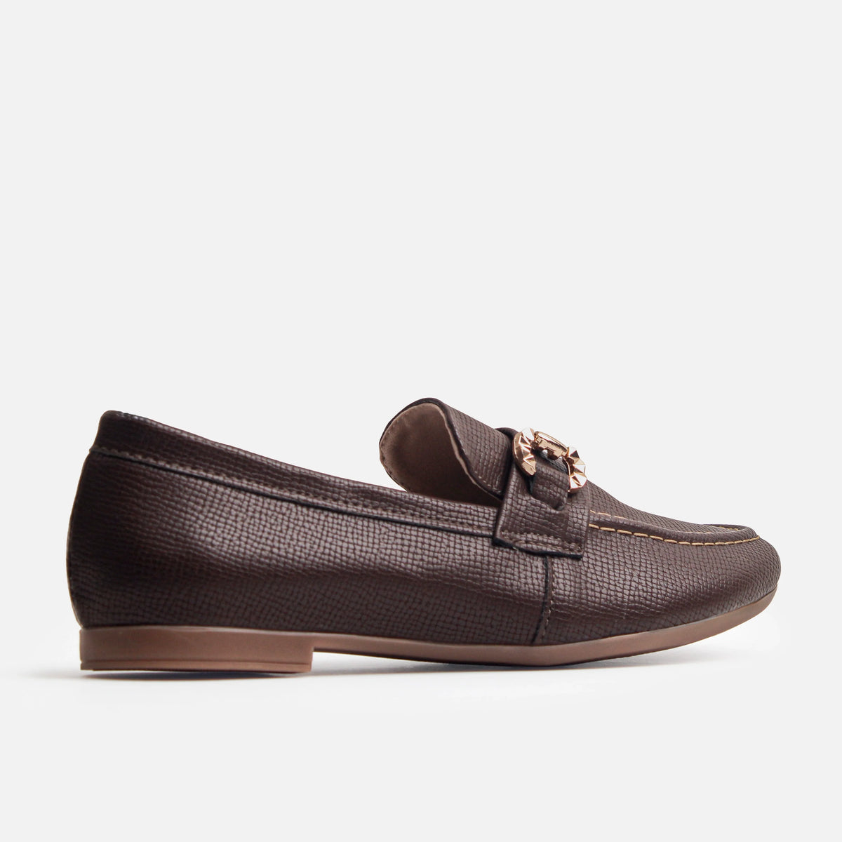 Mocasin plano alba de sintético para mujer - Café