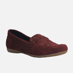 Mocasin plano amelie de cuero para mujer - Vino