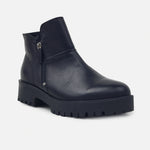 Botin tractorado lola de cuero para mujer - Negro