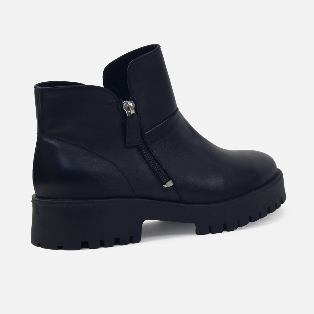 Botin tractorado lola de cuero para mujer - Negro