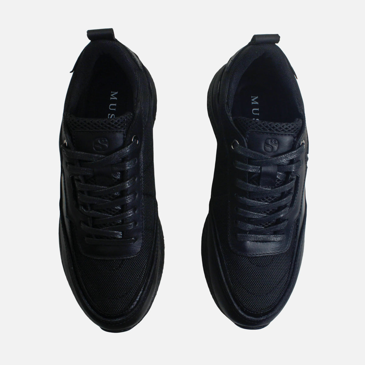 Tenis lando de cuero para hombre - Negro
