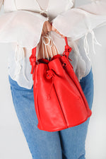 Bolso manos libres marie de cuero para mujer - Rojo