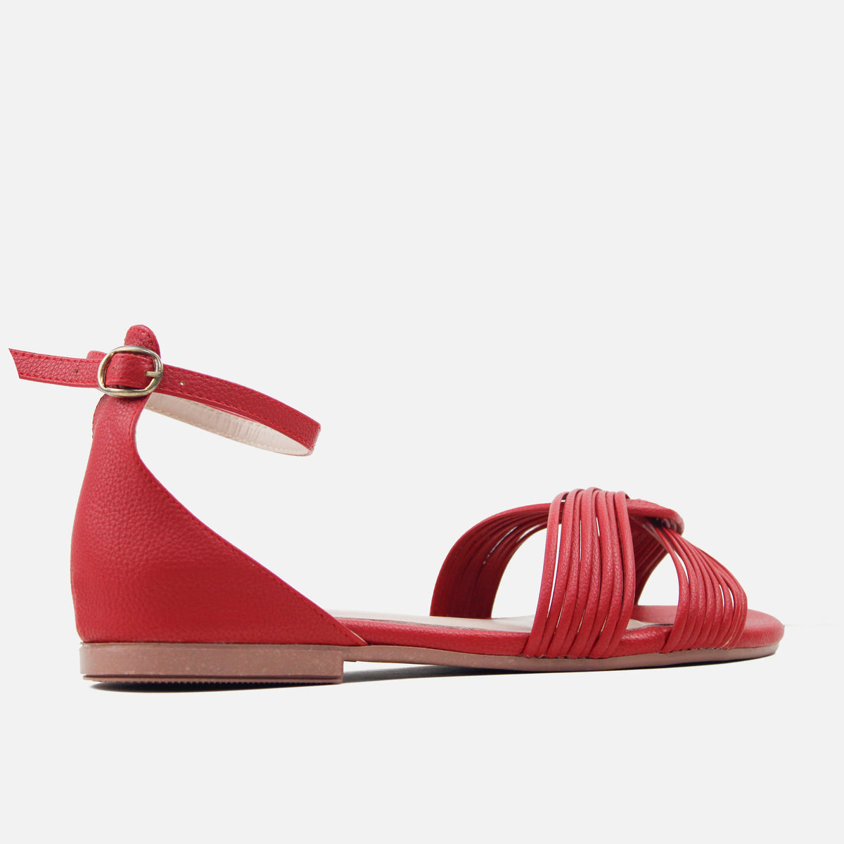 Sandalia plana brisa de sintético para mujer - Rojo