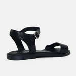 Sandalia plana cloe   de cuero para mujer - Negro