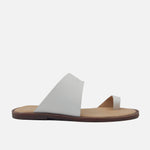 Sandalia plana nia de cuero para mujer - Blanco