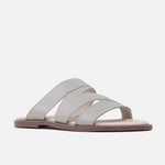 Sandalia plana amira de cuero para mujer - Gris