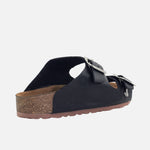 Sandalia plana maia de cuero para mujer - Negro