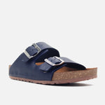 Sandalia plana maia de cuero para mujer - Azul