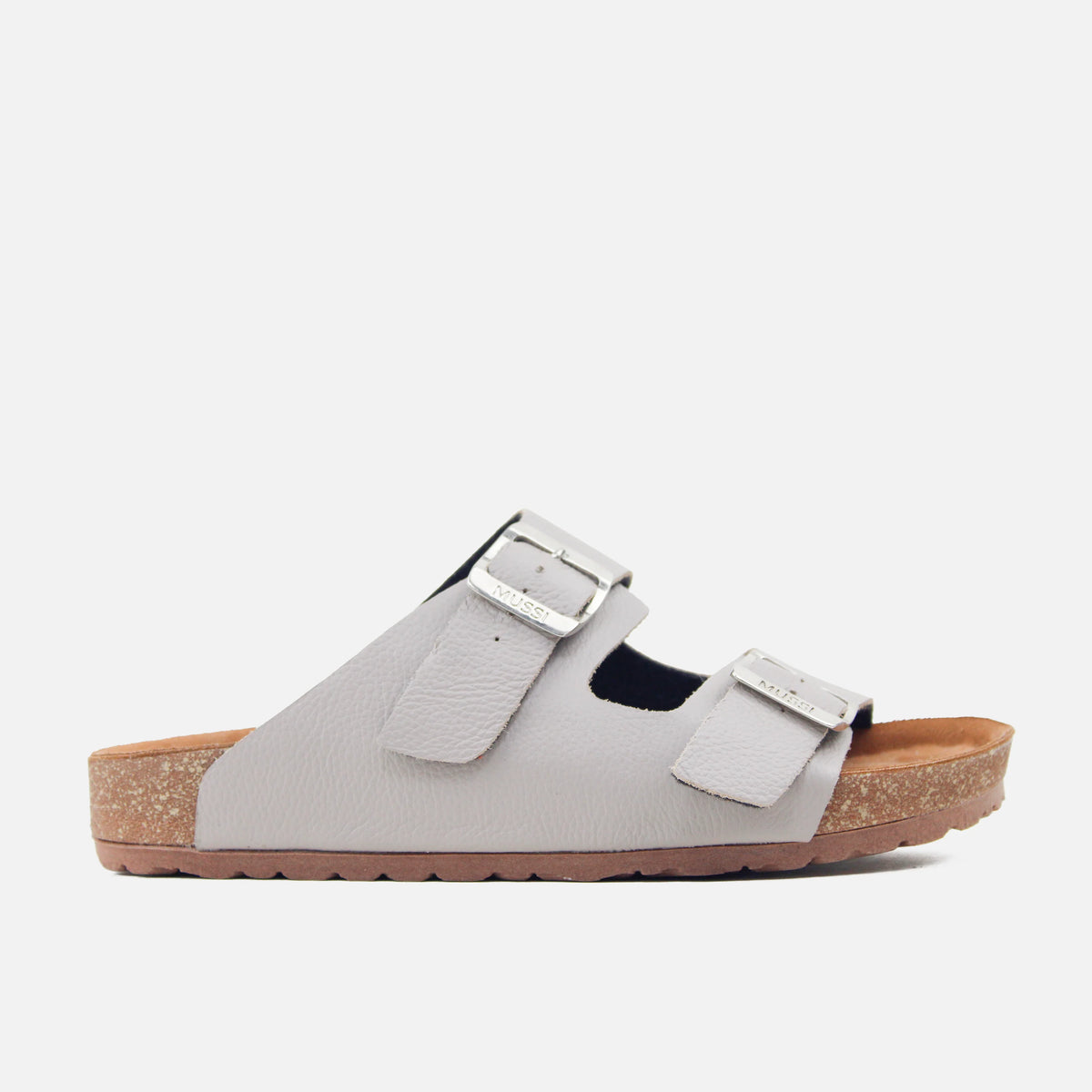 Sandalia plana maia de cuero para mujer - Gris