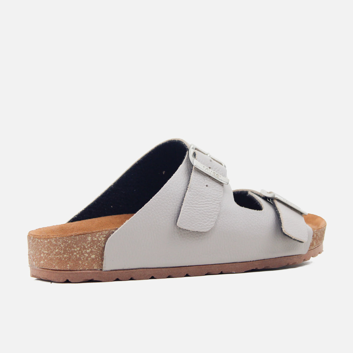 Sandalia plana maia de cuero para mujer - Gris