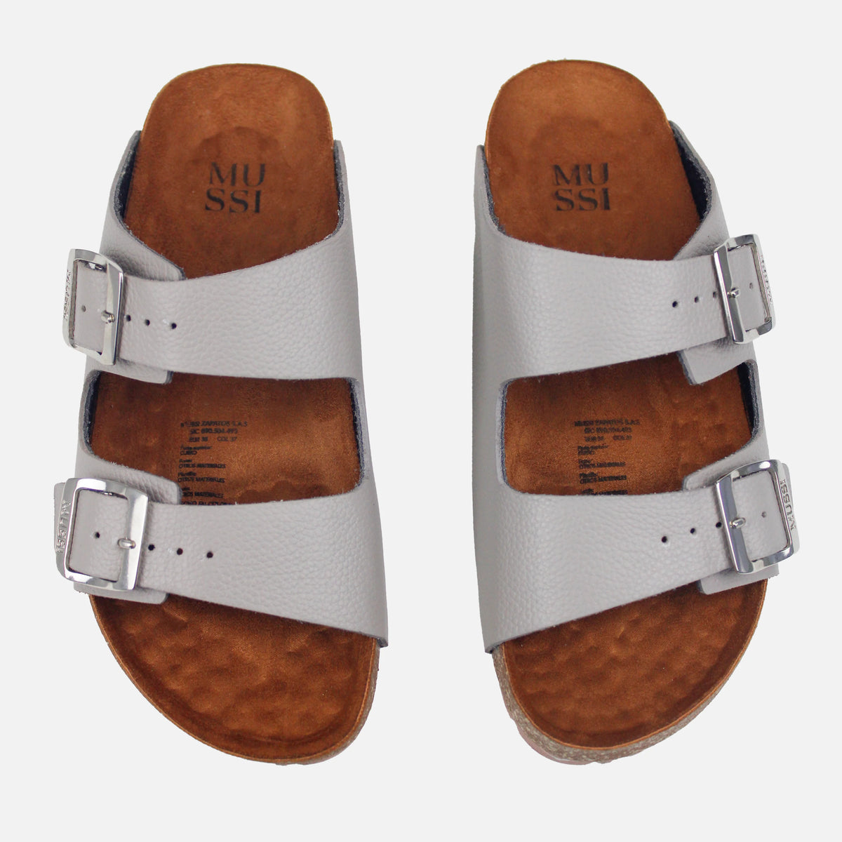 Sandalia plana maia de cuero para mujer - Gris