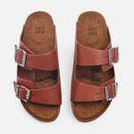 Sandalia plana maia de cuero para mujer - Miel