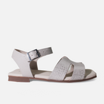 Sandalia plana sienna de cuero para mujer - Gris