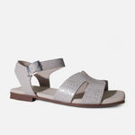 Sandalia plana sienna de cuero para mujer - Gris