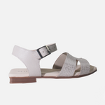 Sandalia plana sienna de cuero para mujer - Gris