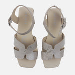 Sandalia plana sienna de cuero para mujer - Gris