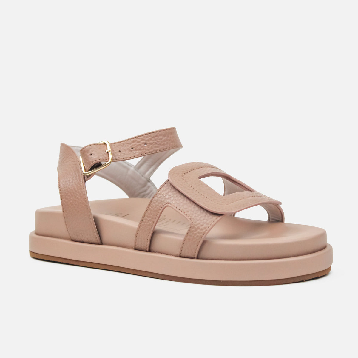 Sandalia chunky belisa de cuero para mujer - Beige