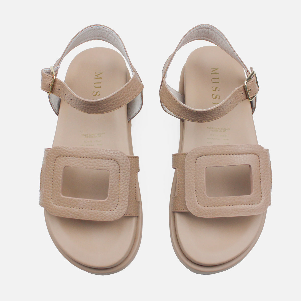 Sandalia chunky belisa de cuero para mujer - Beige