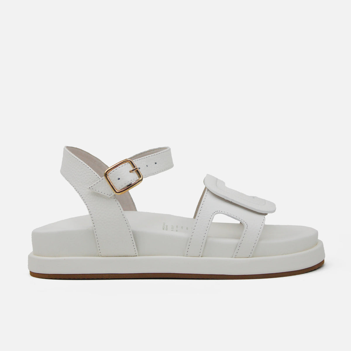 Sandalia chunky belisa de cuero para mujer - Hueso