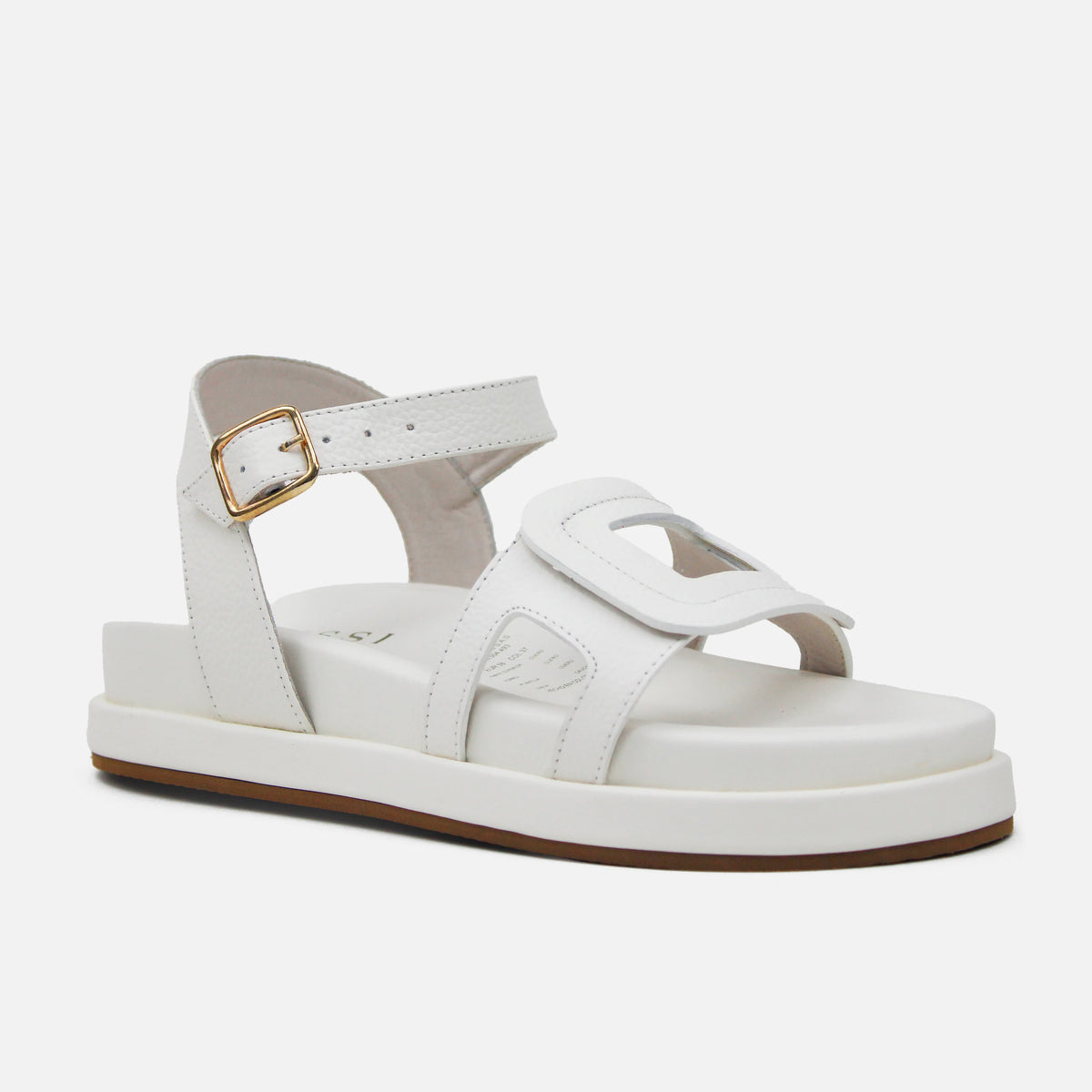 Sandalia chunky belisa de cuero para mujer - Hueso