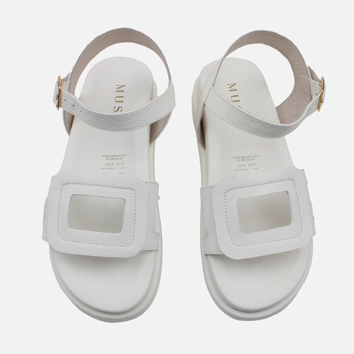 Sandalia chunky belisa de cuero para mujer - Hueso