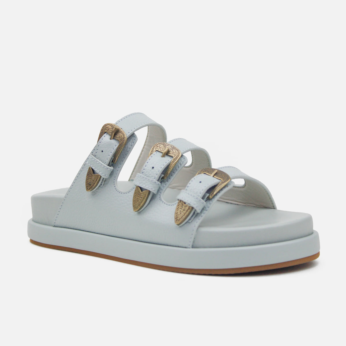 Sandalia flatform cassandra de cuero para mujer - Menta
