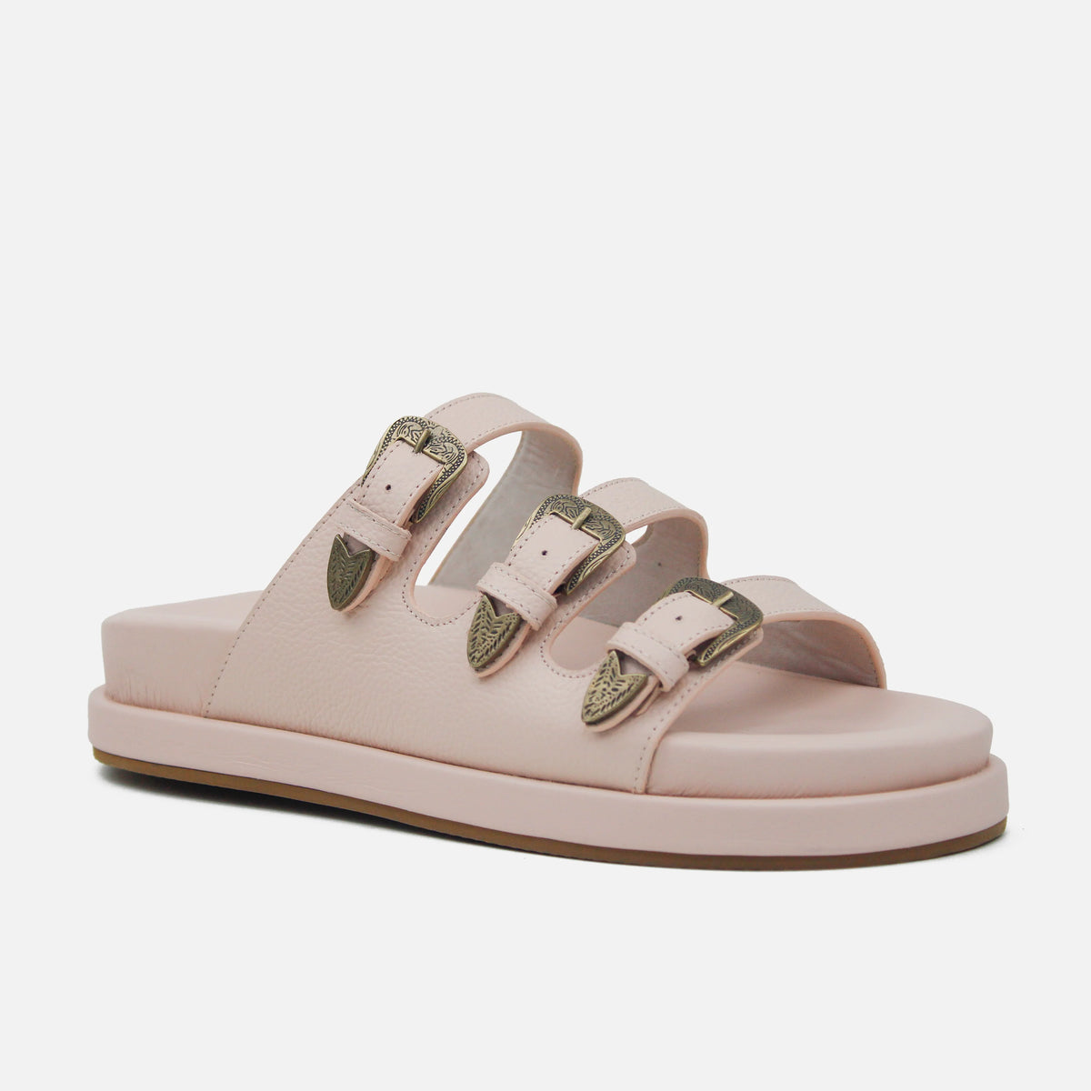 Sandalia flatform cassandra de cuero para mujer - Nude