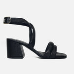 Sandalia tacon alia de cuero para mujer - Negro