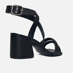 Sandalia tacon alia de cuero para mujer - Negro