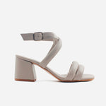 Sandalia tacon alia de cuero para mujer - Gris