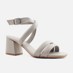 Sandalia tacon alia de cuero para mujer - Gris
