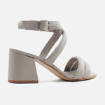 Sandalia tacon alia de cuero para mujer - Gris