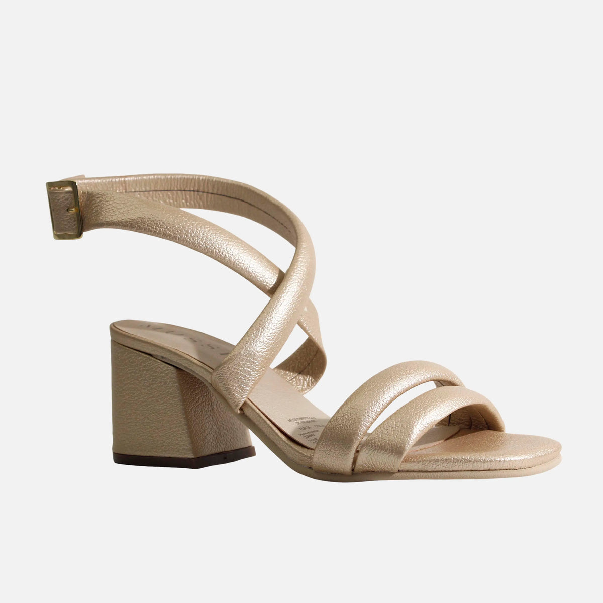 Sandalia tacon alia de cuero para mujer - Oro