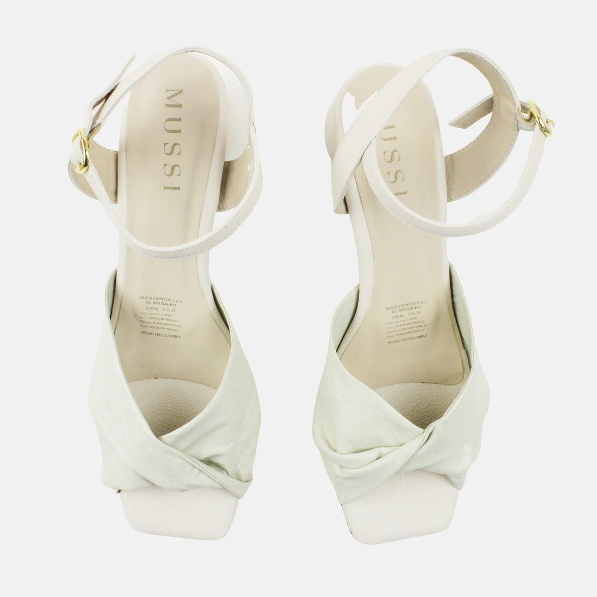Sandalia tacon sirocco de cuero para mujer - Hueso
