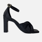 Sandalia tacon taria de cuero para mujer - Negro