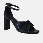 Sandalia tacon taria de cuero para mujer - Negro